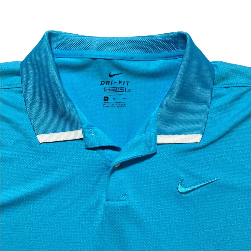 Nike Dri-Fit Blue Swoosh Polo Shirt Men's XL